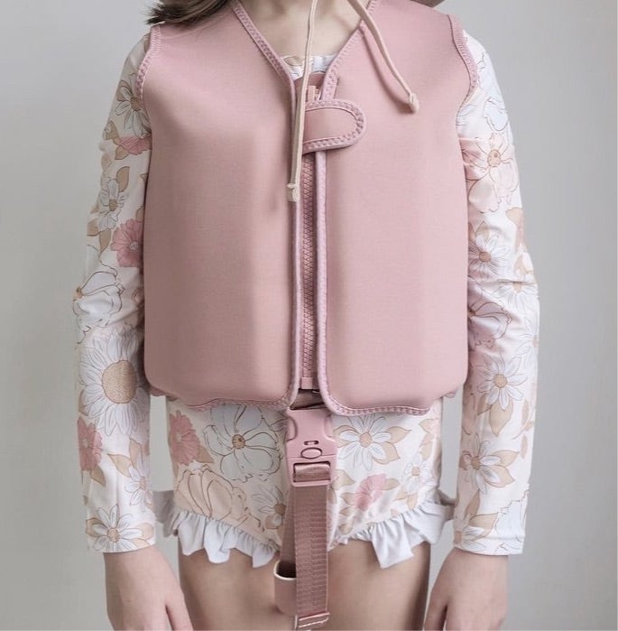 current tyed neoprene swim float vest - blush