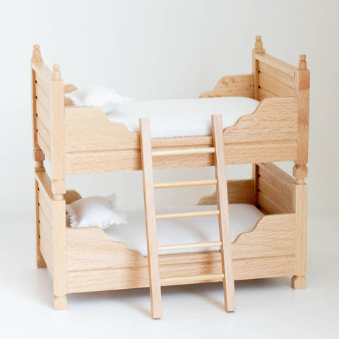 Mouse Sized Dollhouse Convertible Twin Bunk Beds | Natural Wood