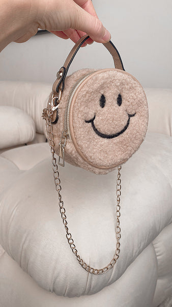 Smiley Plush Tote Children’s Handbag Beige