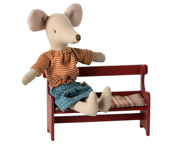 Maileg bench for mice red