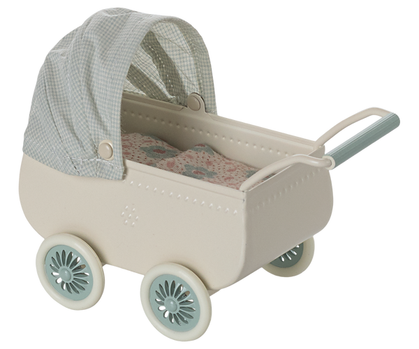 Pre-order Maileg Pram with baby mouse - Mint