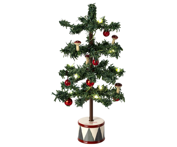 Maileg green Christmas tree, Mouse size with lights