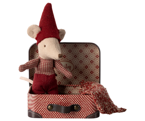 Maileg Christmas mouse baby in suitcase