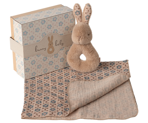 Pre-order Maileg Rabbit rattle set - Cream peach