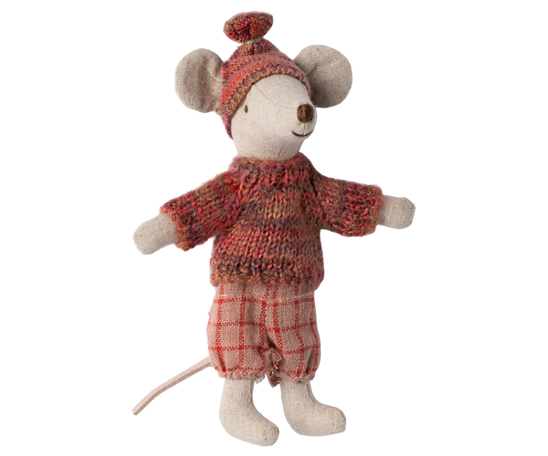 Maileg winter mouse big sister with ski set - rose 2024