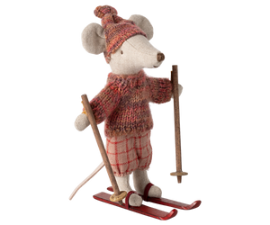 Maileg winter mouse big sister with ski set - rose 2024