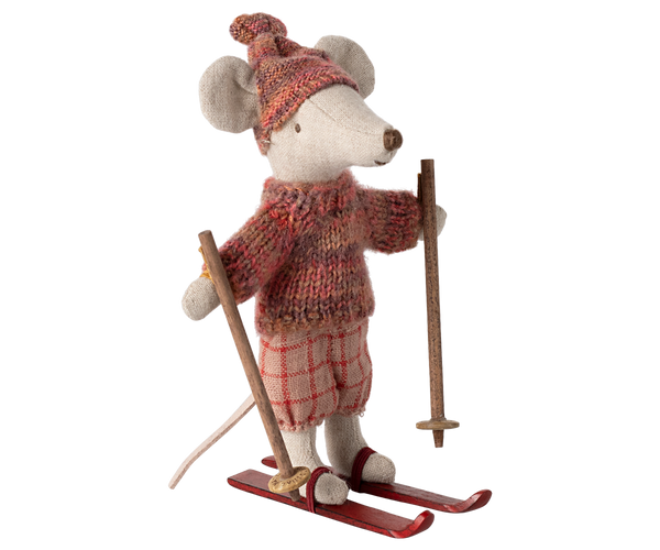 Maileg winter mouse big sister with ski set - rose 2024