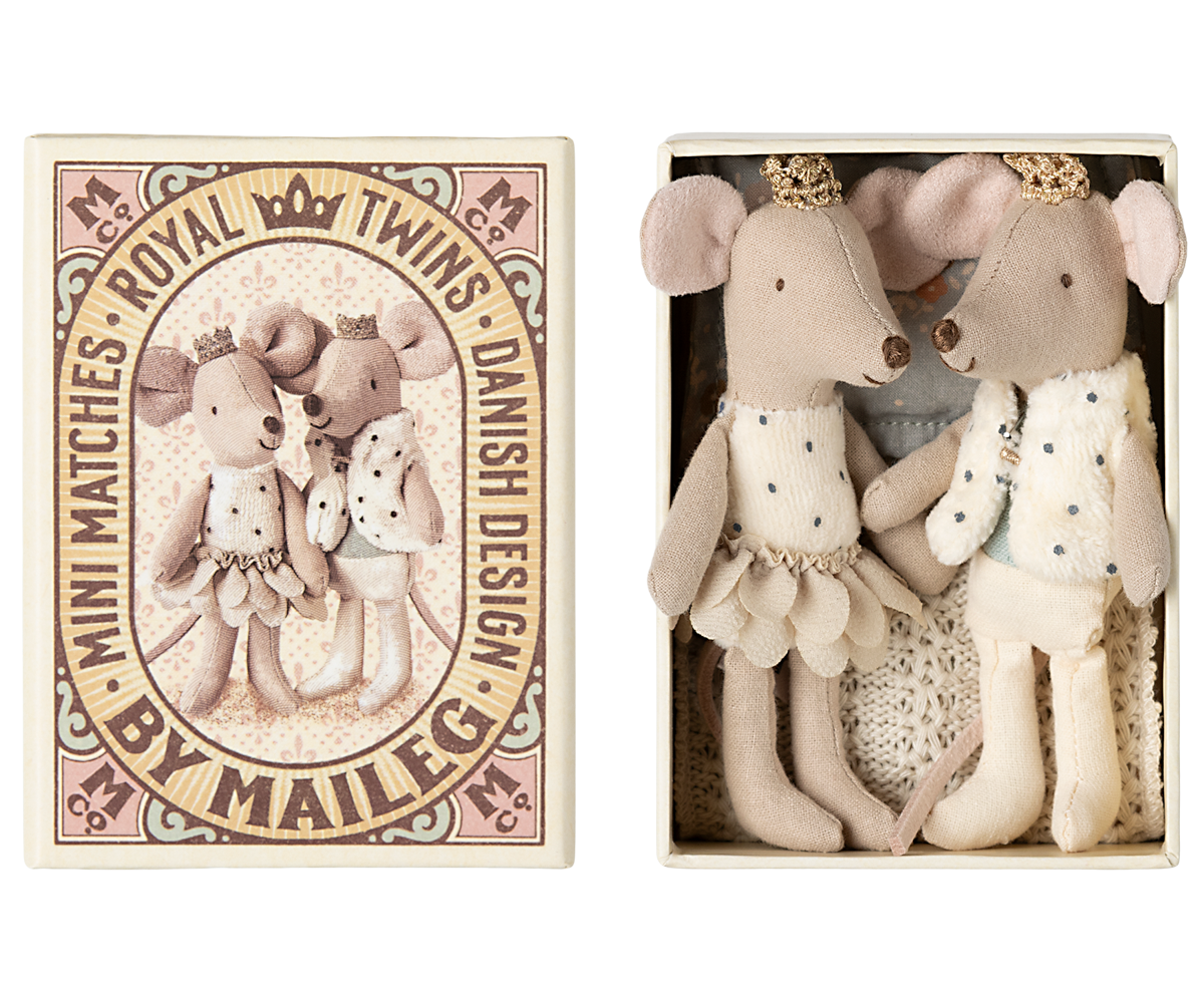 Pre-order Maileg Royal Twin Mice, Little brother and little sister in matchbox 2025