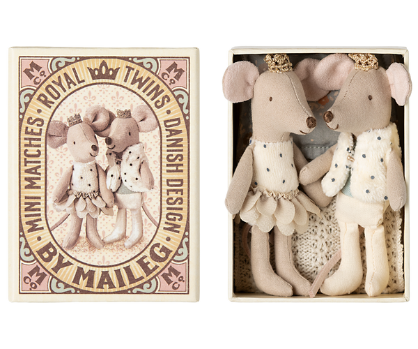 Pre-order Maileg Royal Twin Mice, Little brother and little sister in matchbox 2025