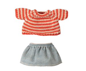 Pre-order Maileg Knitted sweater and skirt, Big sister mouse