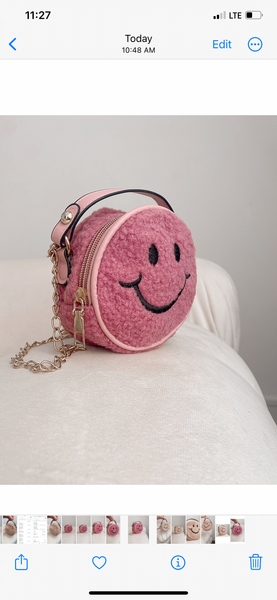 Smiley Plush Tote Children’s Handbag Rose