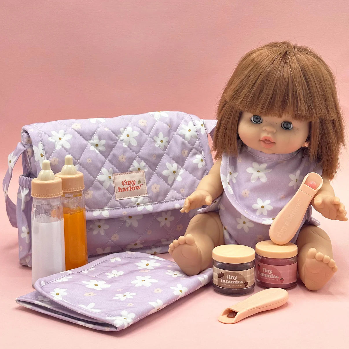 Tiny Harlow complete feeding essentials doll gift set lilac daisy