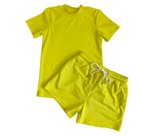 Enci Lemon UPF50+ Boys Swim trunks and Rashguard Top