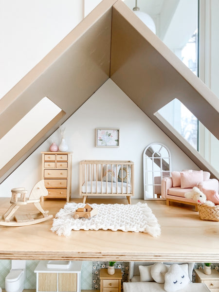 Mouse Sized Dollhouse Wooden Nursery Crib