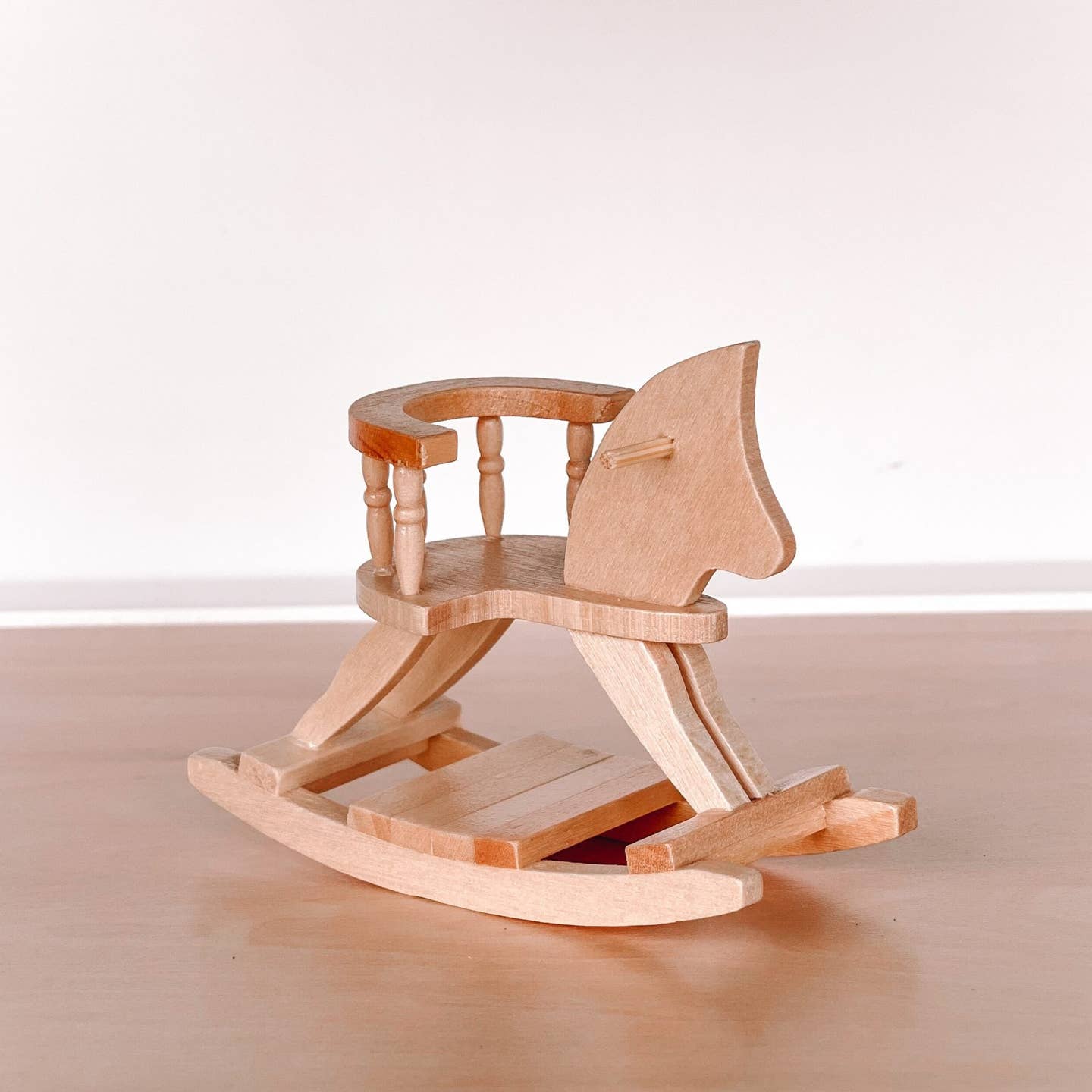 Mouse Sized Dollhouse Rocking Horse | Natural Wood