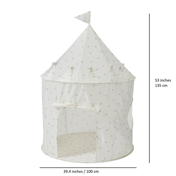 Recycled Fabric Play Tent Castle 3 Sprouts Blueberry Ivory