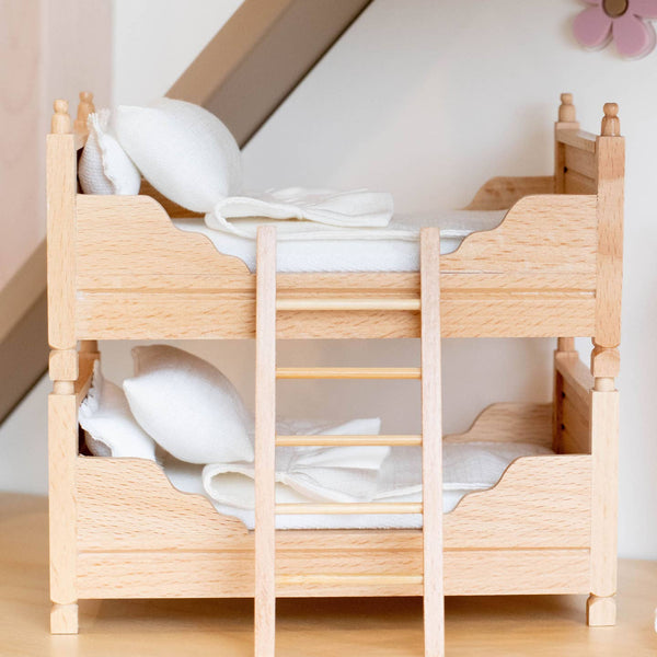 Mouse Sized Dollhouse Convertible Twin Bunk Beds | Natural Wood