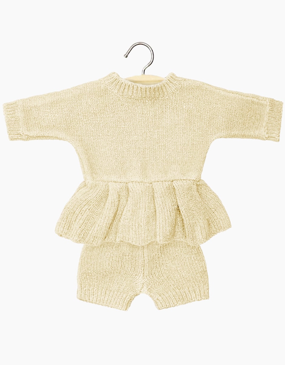 Minikane knit wool blend complete doll clothing set cream