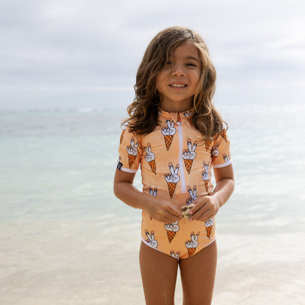 beach & bandits Peace Cream upf50+ swimsuit