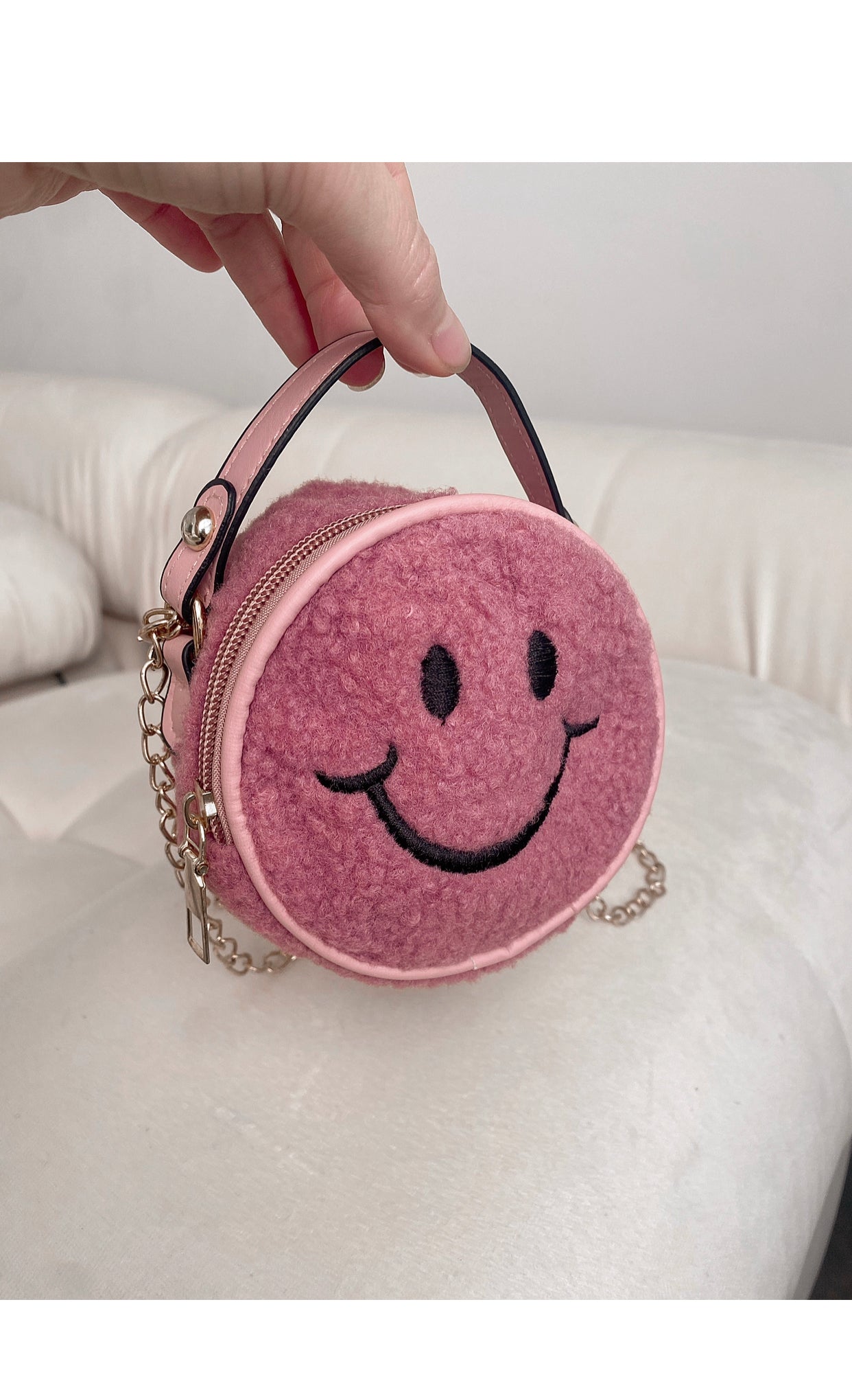 Smiley Plush Tote Children’s Handbag Rose