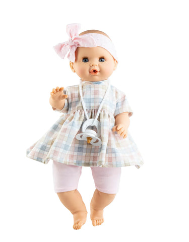 Paola Reina Sonia soft cm doll with sleepy eyes, pacifier and complete outfit summer dress