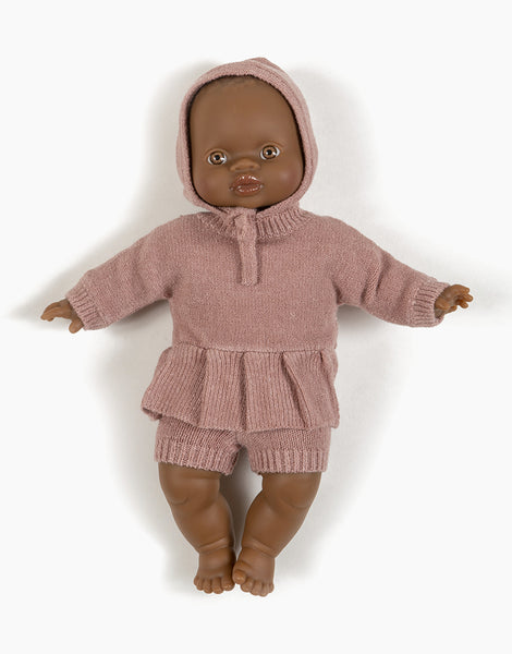 Minikane knit wool blend complete doll clothing set blush