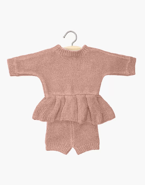 Minikane knit wool blend complete doll clothing set blush