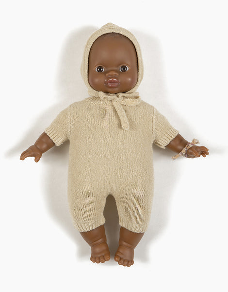 Minikane knit wool blend doll bonnet cream