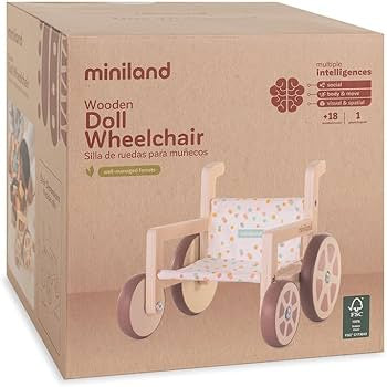 Wooden Doll Wheelchair by Miniland Educational