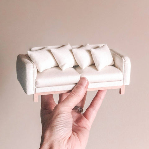 Mouse Sized Camden Frame Sofa | Macy Mae Dollhouse | Warm White