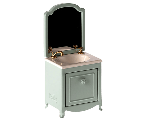 maileg sink dresser with mirror for mouse, mint