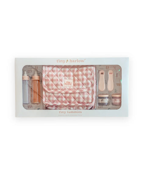 Tiny Harlow complete feeding essentials doll gift set blush gingham