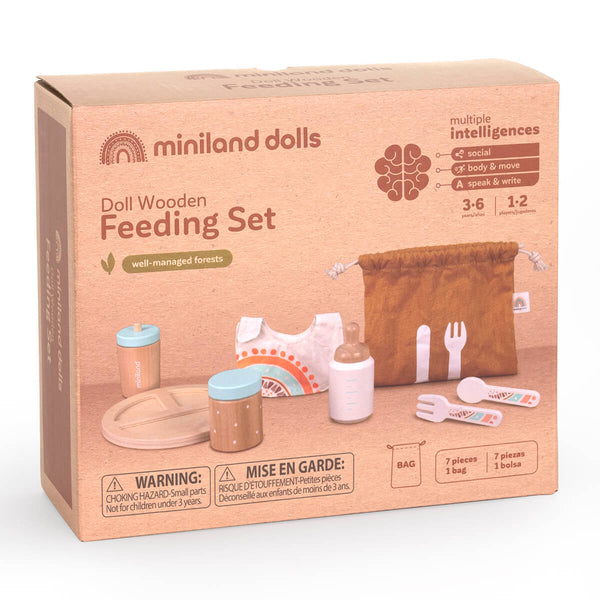 wooden doll feeding toy set by Miniland Educational