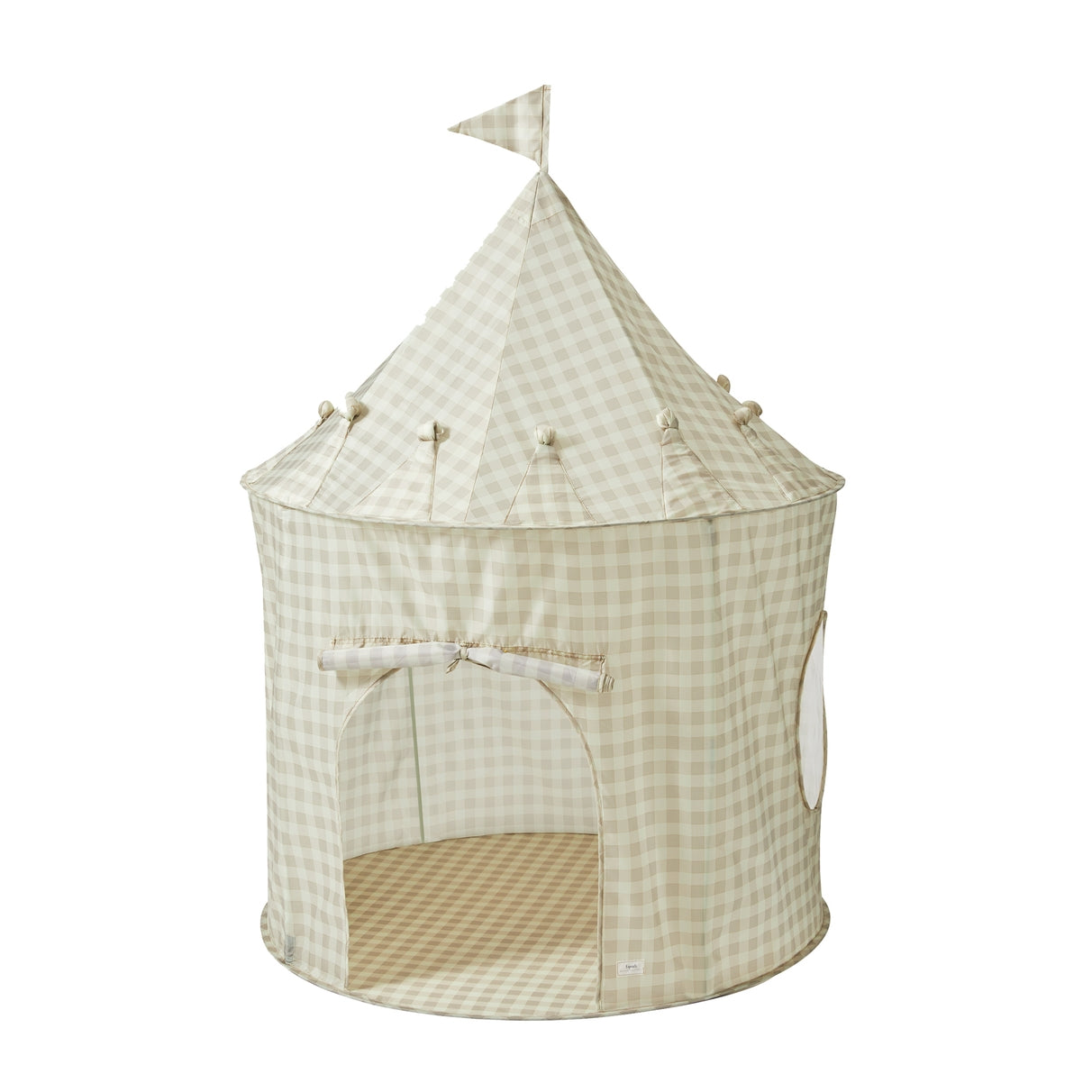 Recycled Fabric Play Tent Castle 3 Sprouts Gingham Beige