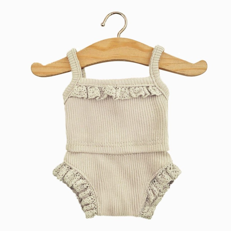 Little Basics by Minikane - Doll lace tank and underwear set in Cream