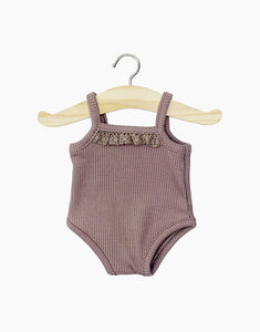 Minikane Les P'tits Basiques lace trim bodysuit dark orchid