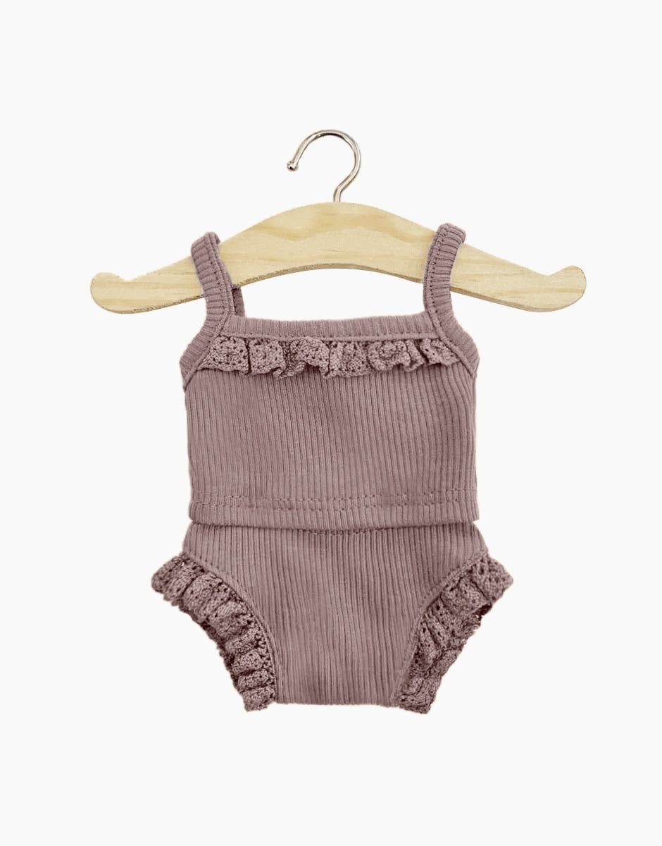 Little Basics by Minikane - Doll lace tank and underwear set in Orchid