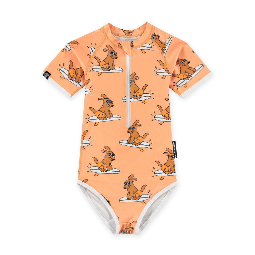 beach & bandits Surfer Dog upf50+ swimsuit