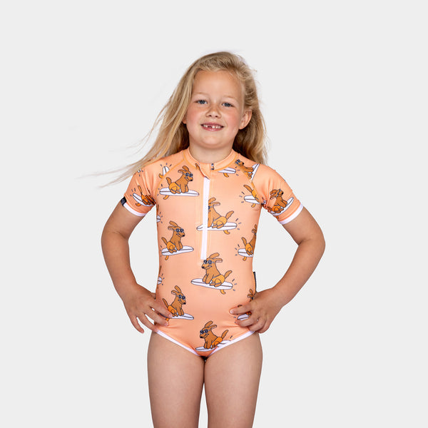 beach & bandits Surfer Dog upf50+ swimsuit